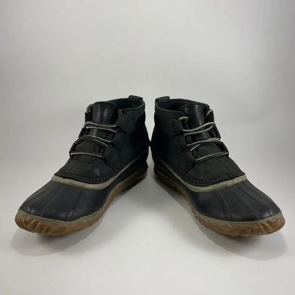 Sorel Out N About Duck Boots Womens Size 6 Ankle Booties Waterproof Rain Black